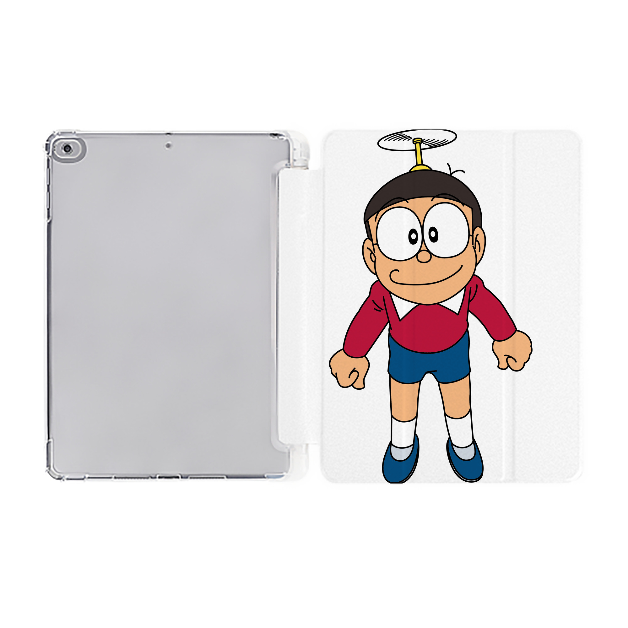 （画像用） ドラえもん 野比 のび太 Doraemon Nobita Nobi IPad ケース ペン収納付き 三つ折りスタンド PUレザー×シリコン 対応機種9.5/10.5/10.9インチ